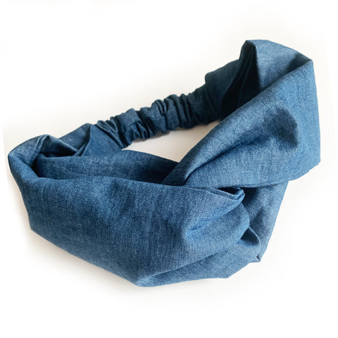 Headband Twist Denim Blue