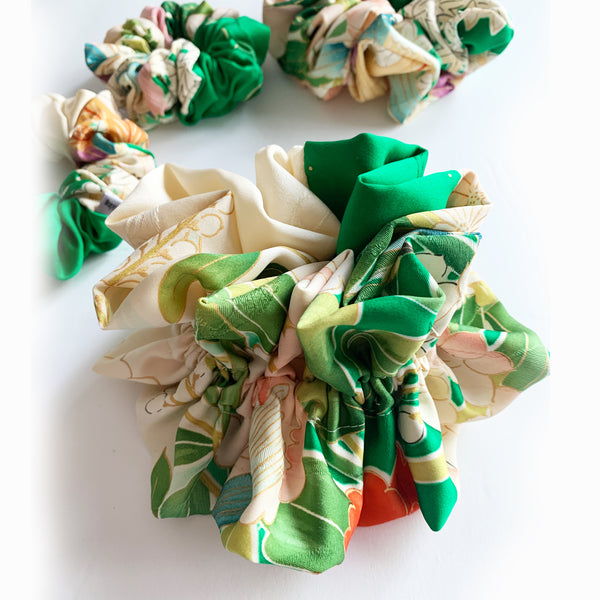 Scrunchie Vintage KIMONO Green "Limited Edition"