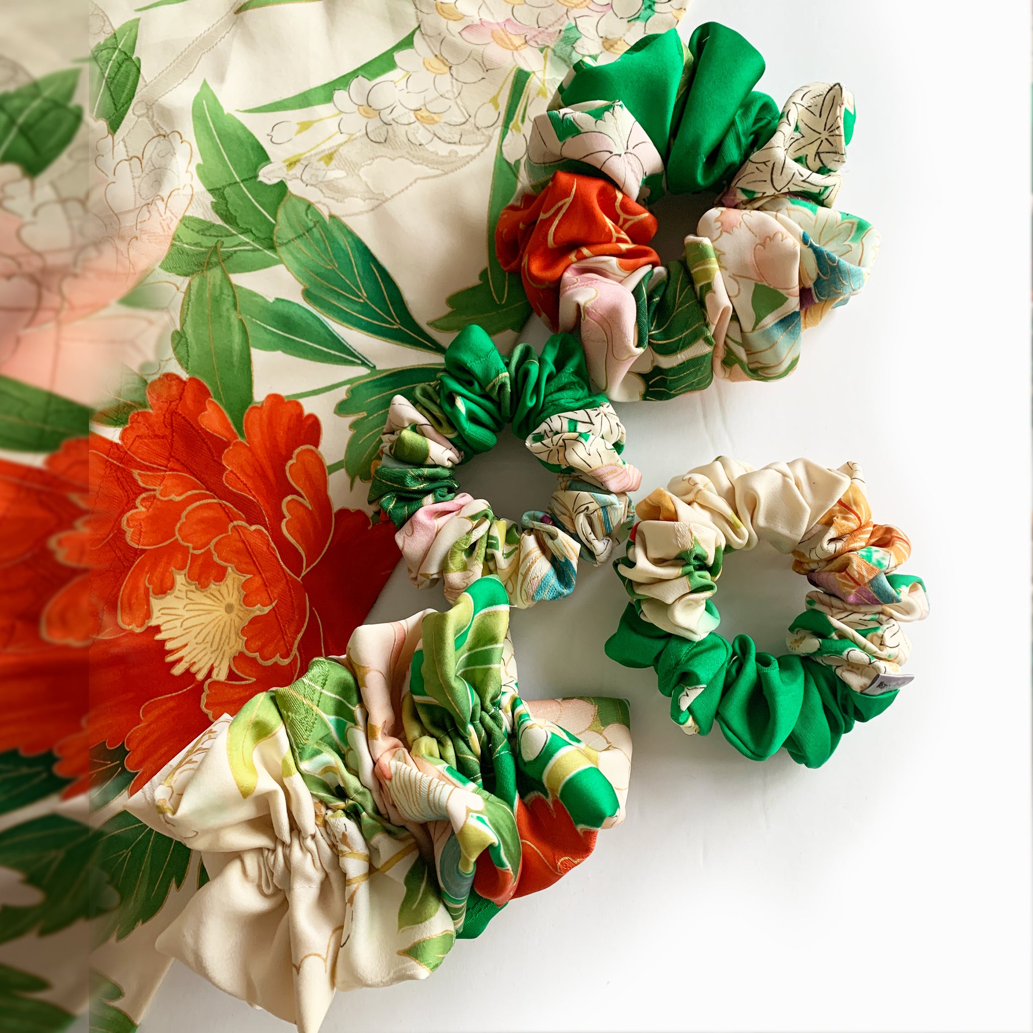 Scrunchie Vintage KIMONO Green "Limited Edition"