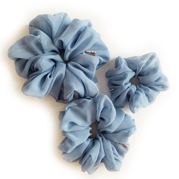 Scrunchie Chiffon Grey Blue color