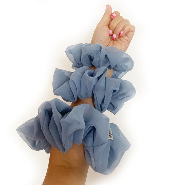 Scrunchie Chiffon Grey Blue color