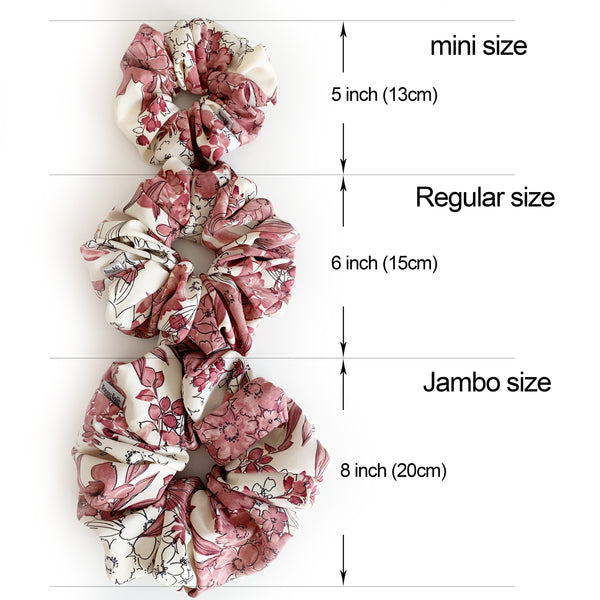 Scrunchie Chiffon Ivory Burgundy Flower