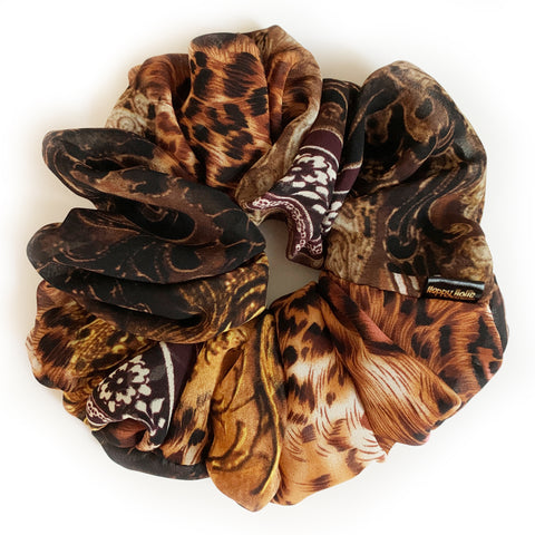 Scrunchie Chiffon Leopard DarkBrown color