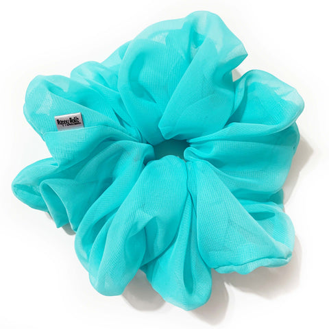 Scrunchie Chiffon Turquise Blue color