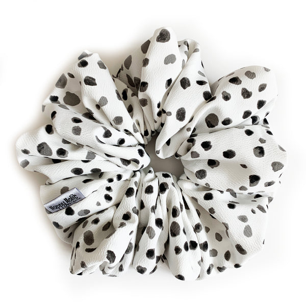 Scrunchie Chiffon White Black Dots color