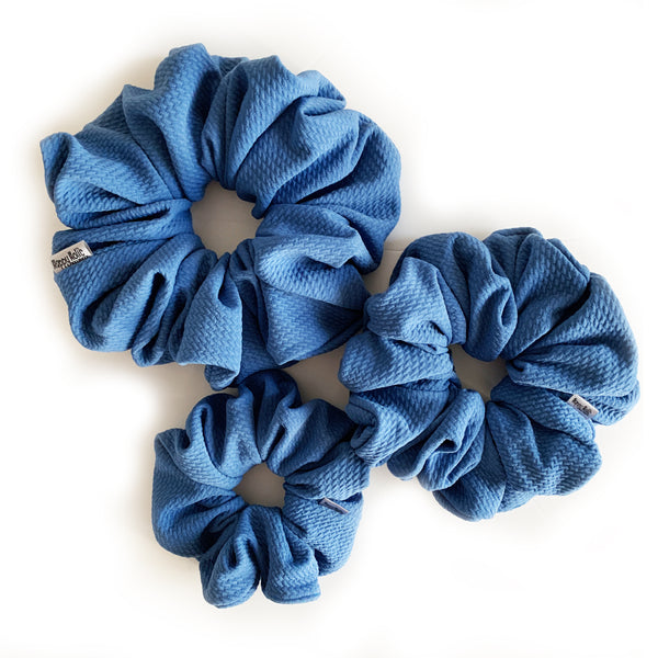 Scrunchie Knit Waffle Blue Color