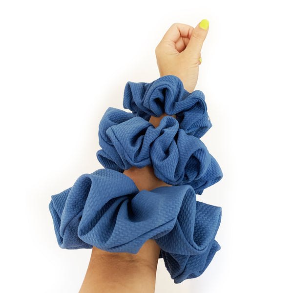 Scrunchie Knit Waffle Blue Color