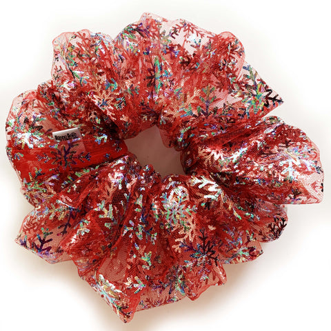 Scrunchie Organdy Red Snowflake color
