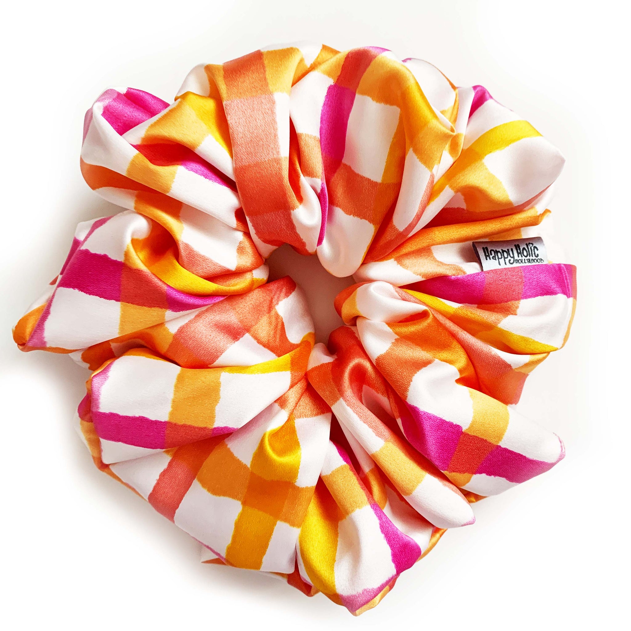 Scrunchie Satin Checkered Orange color