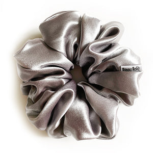 Scrunchie Premium Satin Silver Grey color