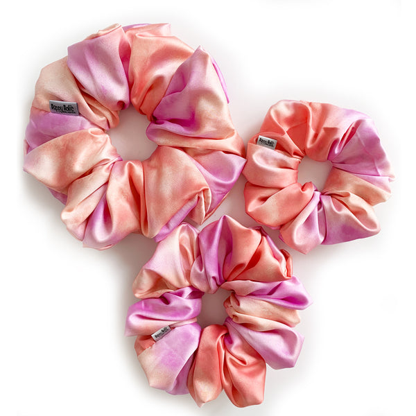 Scrunchie Satin Tiedye Salmon color