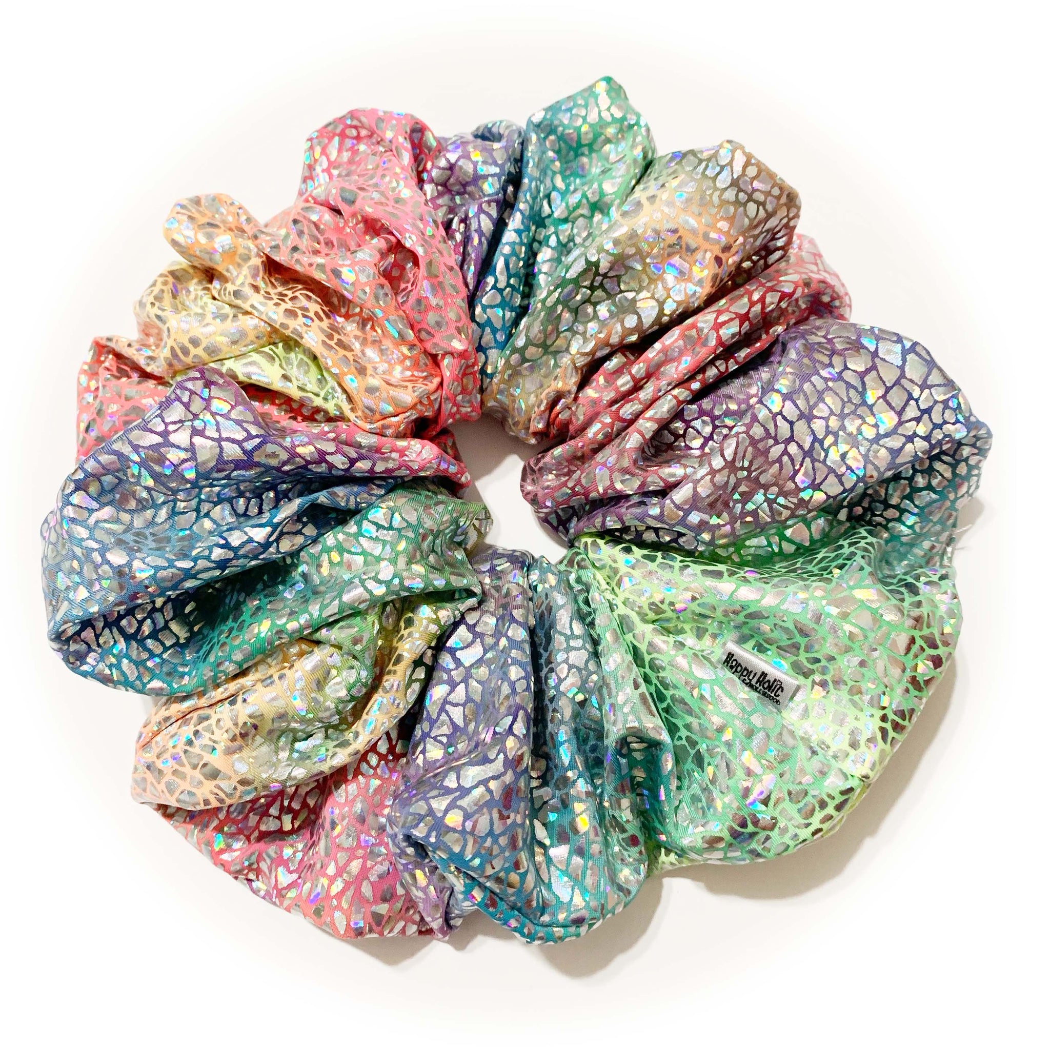 JAMBO size Scrunchie Sparkle Mermaid Rainbow color