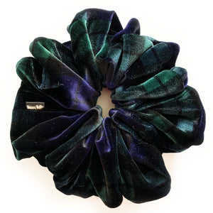 Scrunchie Premiere Velvet Check Green color